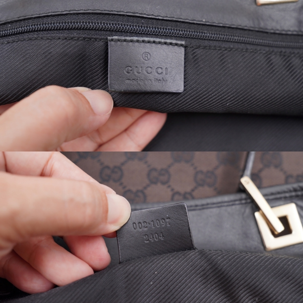 Gucci Brown GG Monogram Tote with Black Handles and Gold Hardware - Picture 12 of 13
